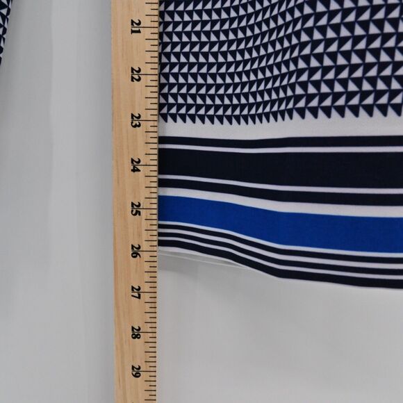 J CREW Pants Womens Size 6 Blue Geometric Stripe Drawstring Elastic Waist Drapey - Picture 10 of 11